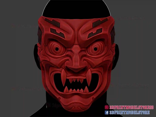 cyborg oni samurai maschera giapponese kitsune demone 3d modelli scarica creality nube maschere caschi 3d print model - Mito3D