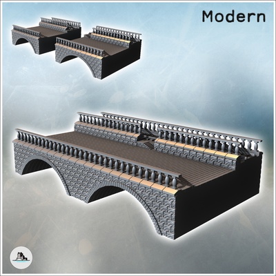 damaged brick bridge classic-style parapet double a 3d models download creality cloud architectural 3d print model - Mito3D