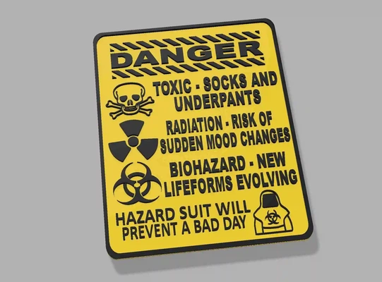 danger toxic virus boys youth bedroom fun warning door sign 3d models download creality cloud home decor 3d print model - Mito3D