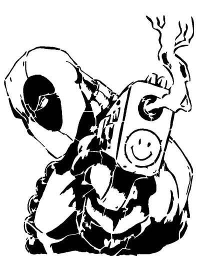 deadpool stencil 8 3d models download creality cloud 3d print model - Mito3D