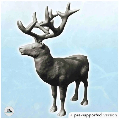 deer antlers 6 - miniatures animal rpg tabletop scene 3d models download creality cloud mammal 3d print model - Mito3D