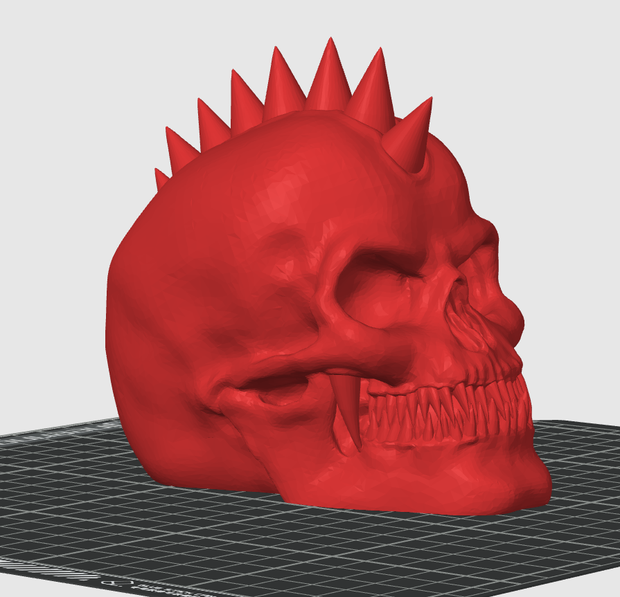Dämon Schädel Punk Felsen Mohawk Brezel druckt Mythen 3D print model - Mito3D