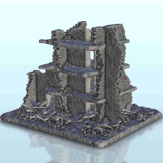 destroyed appartment block 14 - miniatures scenery modern ga Architectural Models 3d print model - Mito3D