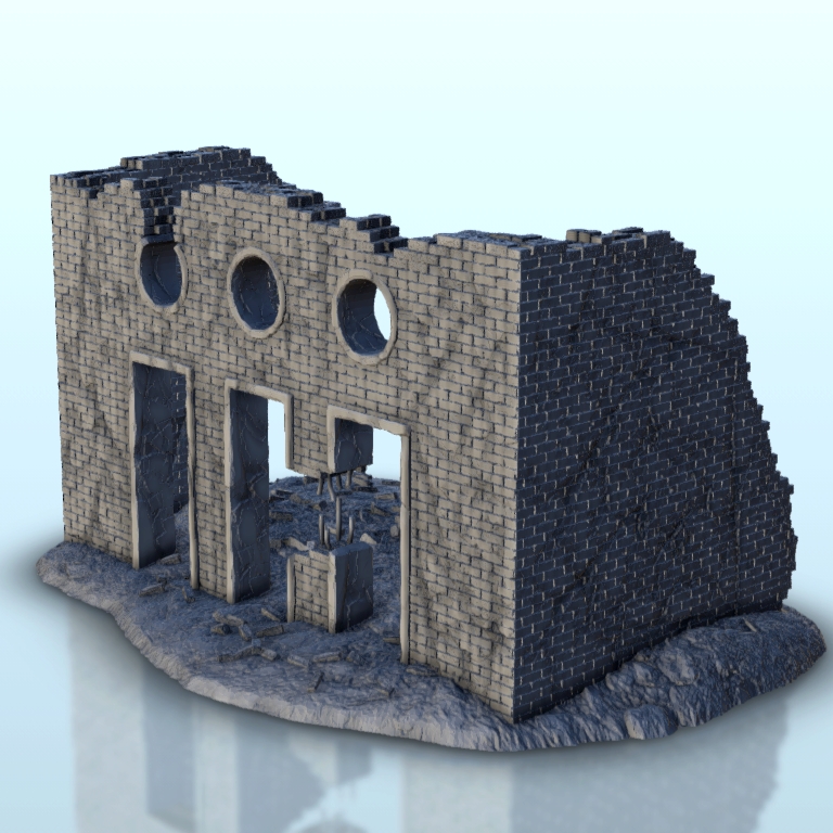 détruit brique salle 16 ww2 terrain paysage diorama historique bâtiments 3D print model - Mito3D