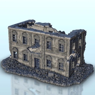 destroyed floored urban building 21 - ww2 terrain scenery Historical Buildings 3d print model - Mito3D