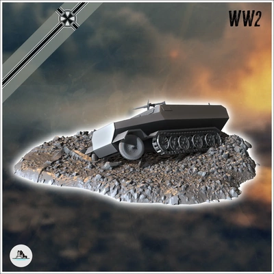 détruit allemand sd kfz 251 half track carcasse in débris 6 3d modèles télécharger créalité nuage 3d print model - Mito3D