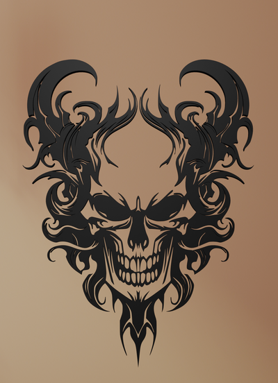 devil skull wall art 3d models download creality cloud home decor 3d print model - Mito3D