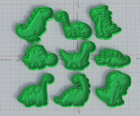 dinosaure biscuit coupeur ensemble of 9 3d modèles télécharger créalité nuage nourriture 3d print model - Mito3D