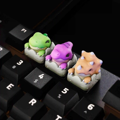 dinosaur hatching keycaps - mechanical keyboard 3d models download creality cloud 3d print model - Mito3D