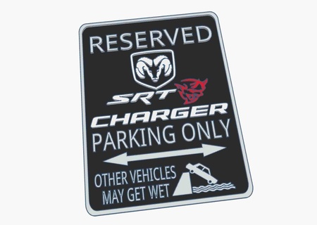 dodge charger srt demon parking sign Sedans 3d print model - Mito3D