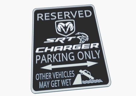 dodge charger srt hellcat parking sign Sedans 3d print model - Mito3D