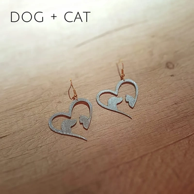 chien + chat boucles d'oreilles 3d modèles télécharger créalité nuage bijoux 3d print model - Mito3D