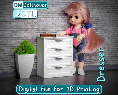 dollhouse dresser 4 drawers 1 12 scale 3d models download creality cloud Dolls & Accessories 3d print model - Mito3D