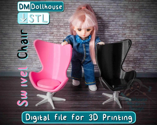dollhouse miniature office swivel chair 1 12 scale furniture 3d models download creality cloud dolls & accessories 3d print model - Mito3D
