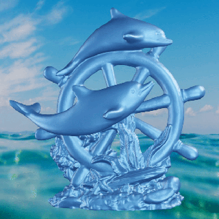 dauphin bateau roue mammifère 3d print model - Mito3D