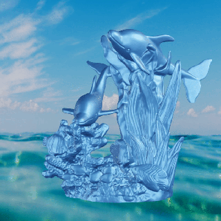 dauphin algue mammifère 3d print model - Mito3D