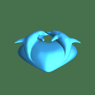 dolphins heart Fishes 3d print model - Mito3D