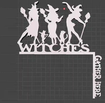 door frames halloween witchs gather 3d models download creality cloud home decor 3d print model - Mito3D