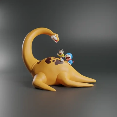 doraemon dinosaurier 3d modelle download realität wolke 3d print model - Mito3D