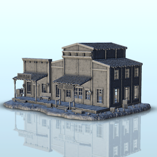 Duplo loja toldo chão terreno cenário oeste histórico edifícios 3d print model - Mito3D