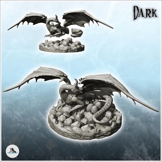 dragon gros ailes protéger œufs figure miniature monstres 3d print model - Mito3D