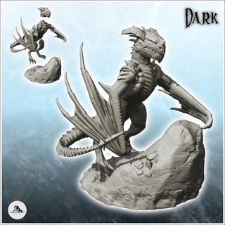 dragon pointed tail rock - figure miniature statue Fictional Characters 3d print model - Mito3D