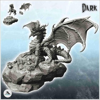 dragon rock open mouth human bones ground Myths 3d print model - Mito3D