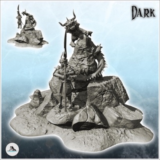 dragon samurai rock - figure miniature statue fantasy Monsters 3d print model - Mito3D