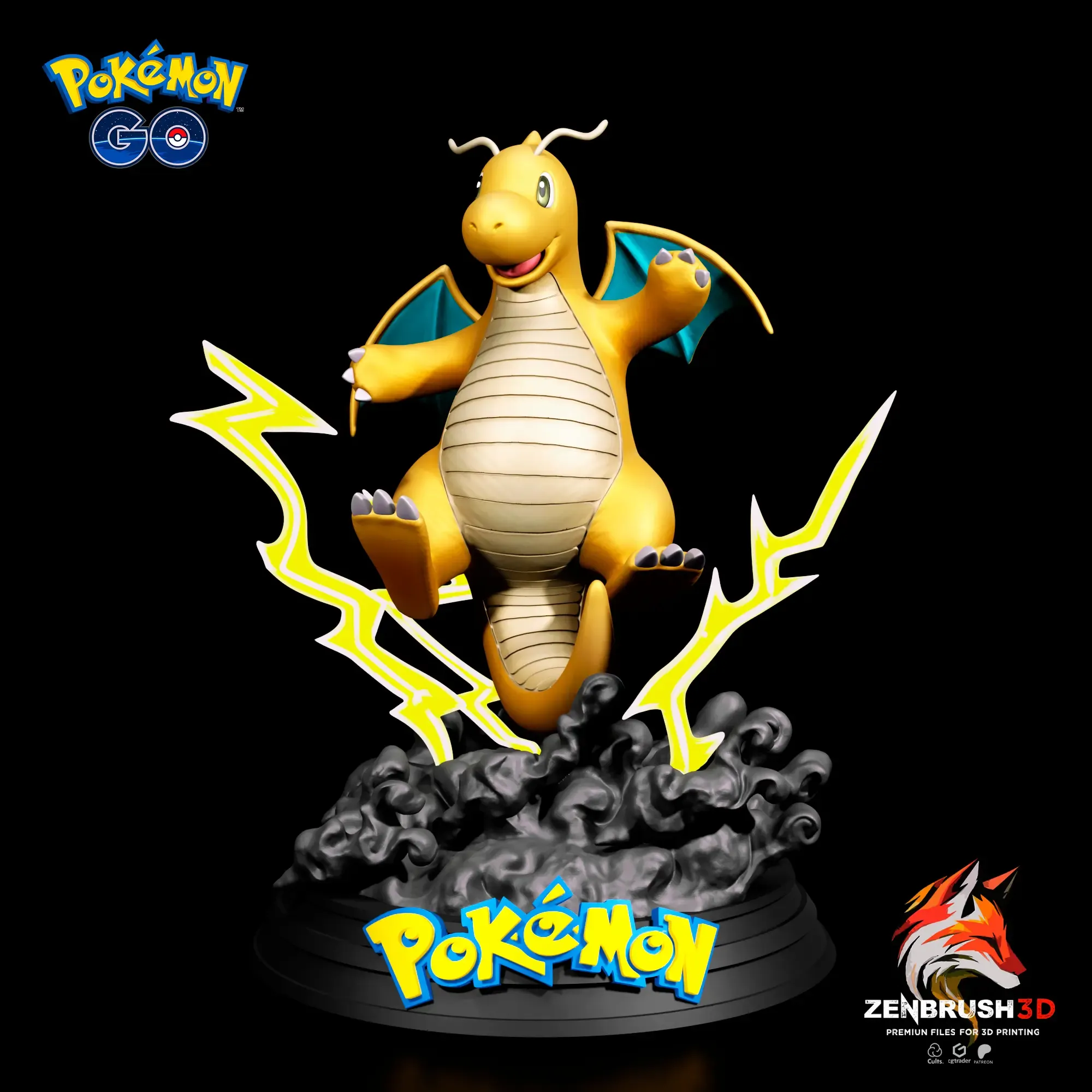 dragonite pokémon 3d impressionpokemon riulu lucario modèles télécharger créalité nuage 3D print model - Mito3D