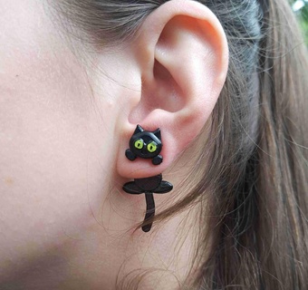 earring cat Jewellery 3d print model - Mito3D
