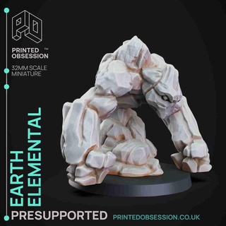 earth elemental - dnd miniature 32mm scale presupported Monsters 3d print model - Mito3D