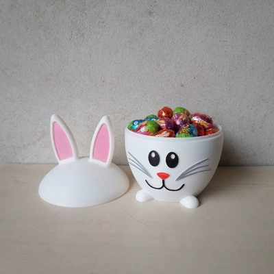 easter bunny bowl 3d models download creality cloud 3d print model - Mito3D