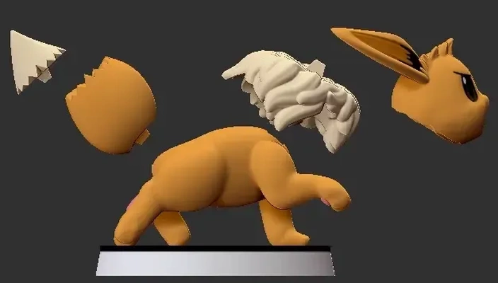 eevee pokémon w base 3d modelos baixar crialidade nuvem 3d print model - Mito3D