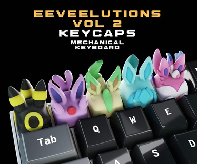 eeveelutions 2 keycaps collection - mechanical keyboard Fictional Characters 3d print model - Mito3D