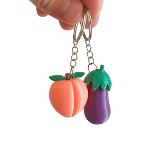 eggplant peach keychains Others 3d print model - Mito3D