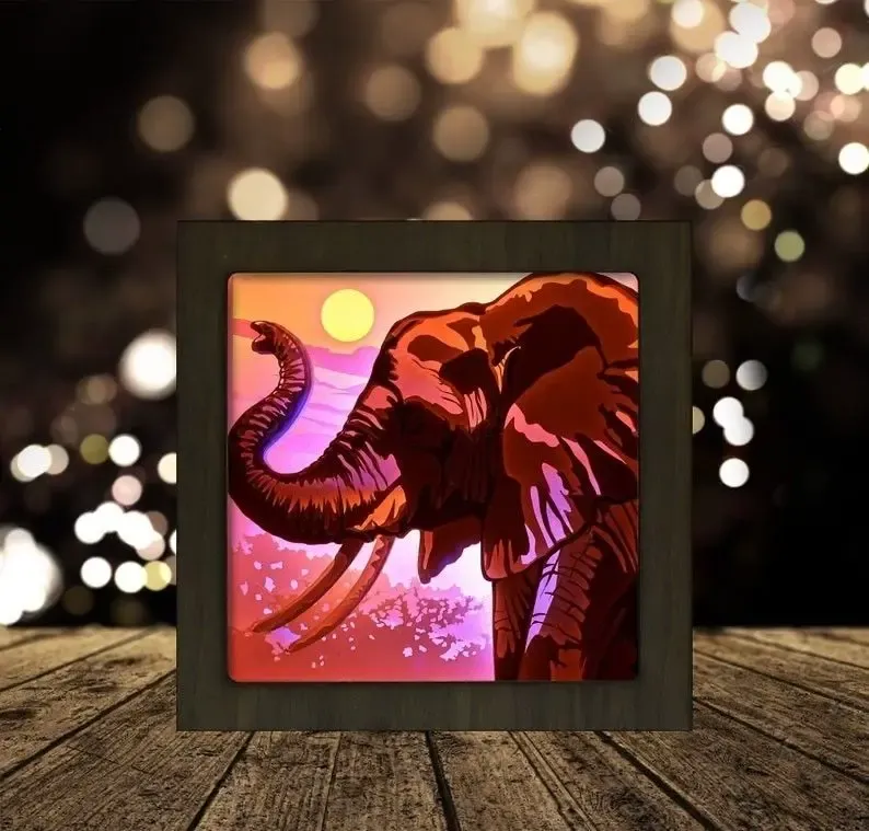 l'éléphant portrait carré lumière boîte 3d modèles télécharger créalité nuage 3D print model - Mito3D