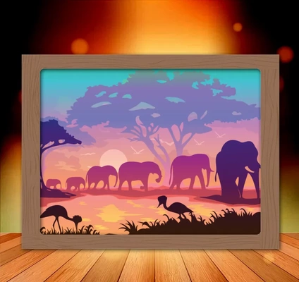 elephant shadow box 3d models download creality cloud lighting 3d print model - Mito3D