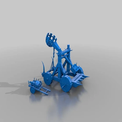 fantasia catapulta máquina guerra 3d modelos baixar crialidade nuvem 3d print model - Mito3D