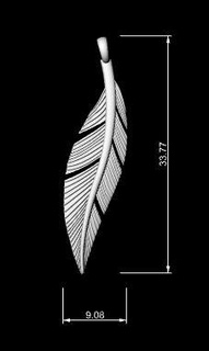 feather pendant Jewellery 3d print model - Mito3D