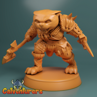 feline barbarian warrior 3d models download creality cloud Fictional Characters 3d print model - Mito3D
