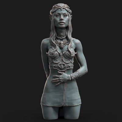 female elf bust 3d models download creality cloud fictional characters 3d print model - Mito3D