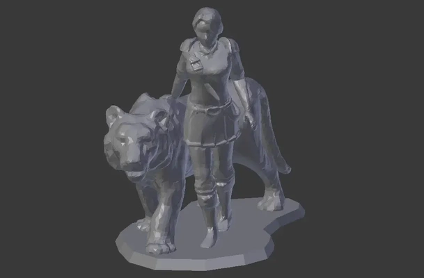 female knight tiger 3d models download creality cloud 3d print model - Mito3D
