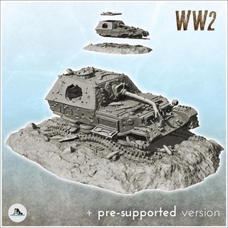 ferdinand tank carcass - ww2 terrain diaroma Armored Cars & Tanks 3d print model - Mito3D