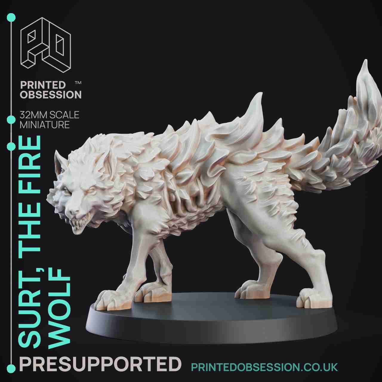 fire wolf - monsterous creature d&d 32mm scale Monsters 3D print model - Mito3D