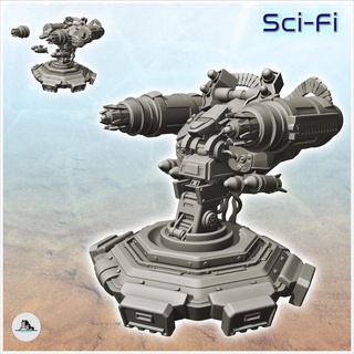 atirando torre Duplo canhão terreno scifi Ciência ficção sf 3d print model - Mito3D