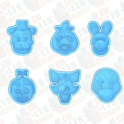 five nights at freddys cookie cutter set of 6 3d models download creality cloud foods 3d print model - Mito3D