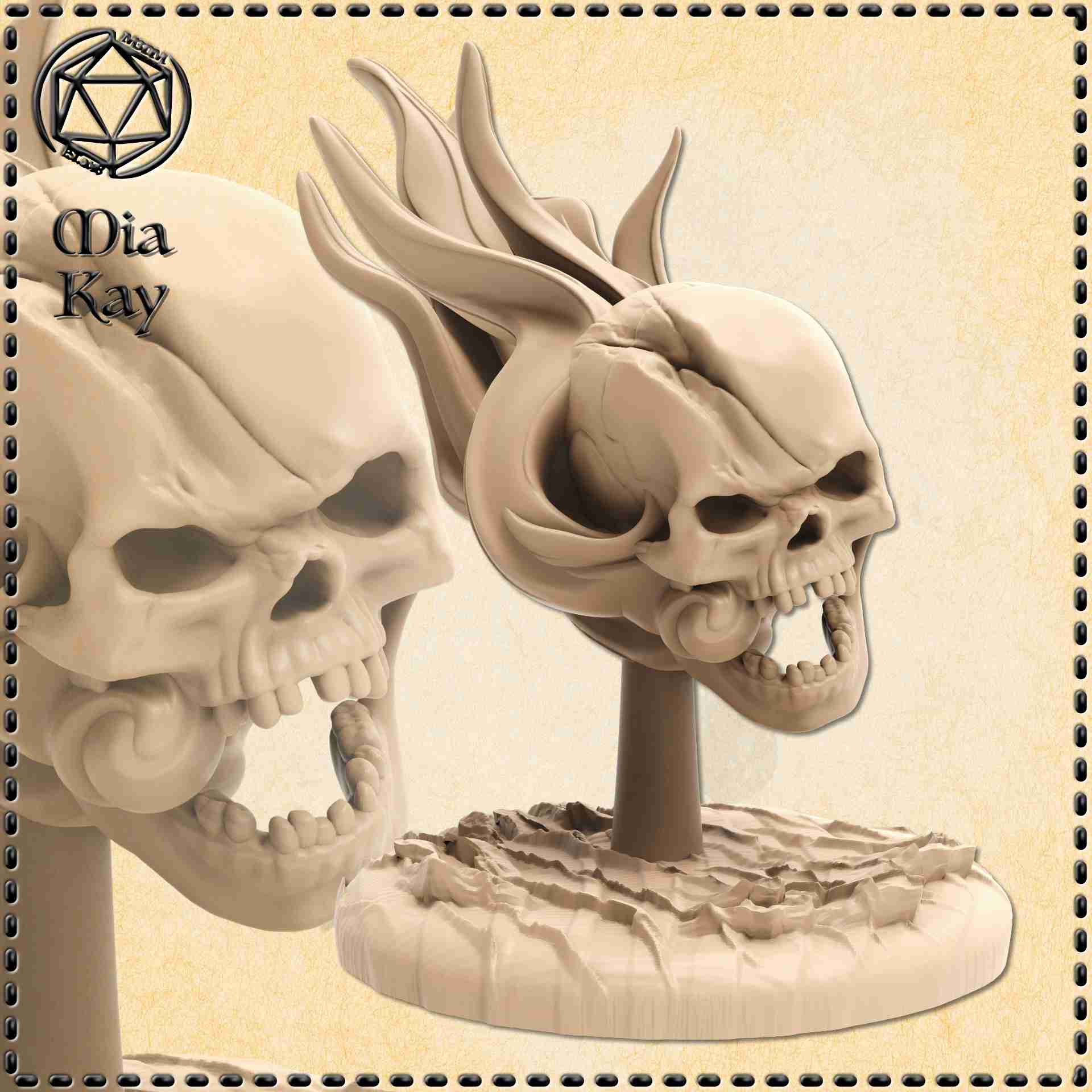llameante cráneo caracteres 3D print model - Mito3D