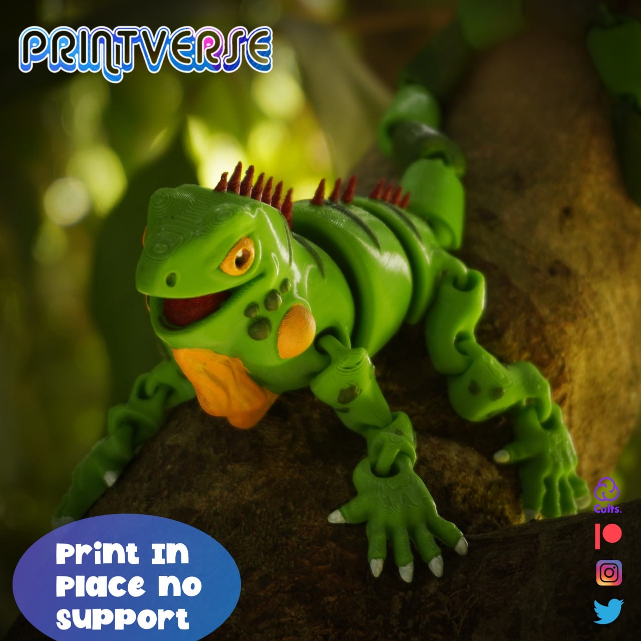 flexi iguane animaux 3D print model - Mito3D