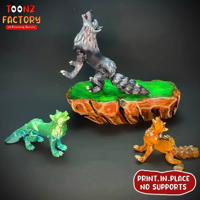 flexi print-in-place howling wolf articulated 3d models download creality cloud 3d print model - Mito3D