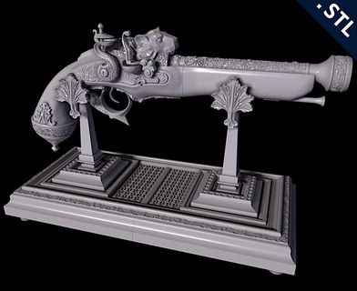 silex pistolet afficher supporter jouets Jeux 3d print model - Mito3D